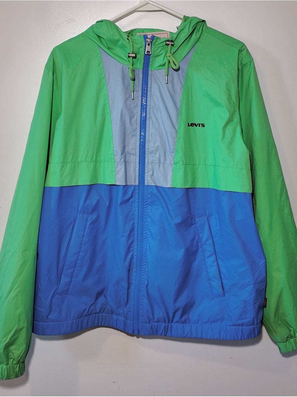 Levi's Colorblock Hooded Windbreaker Jacket - Green/Blue